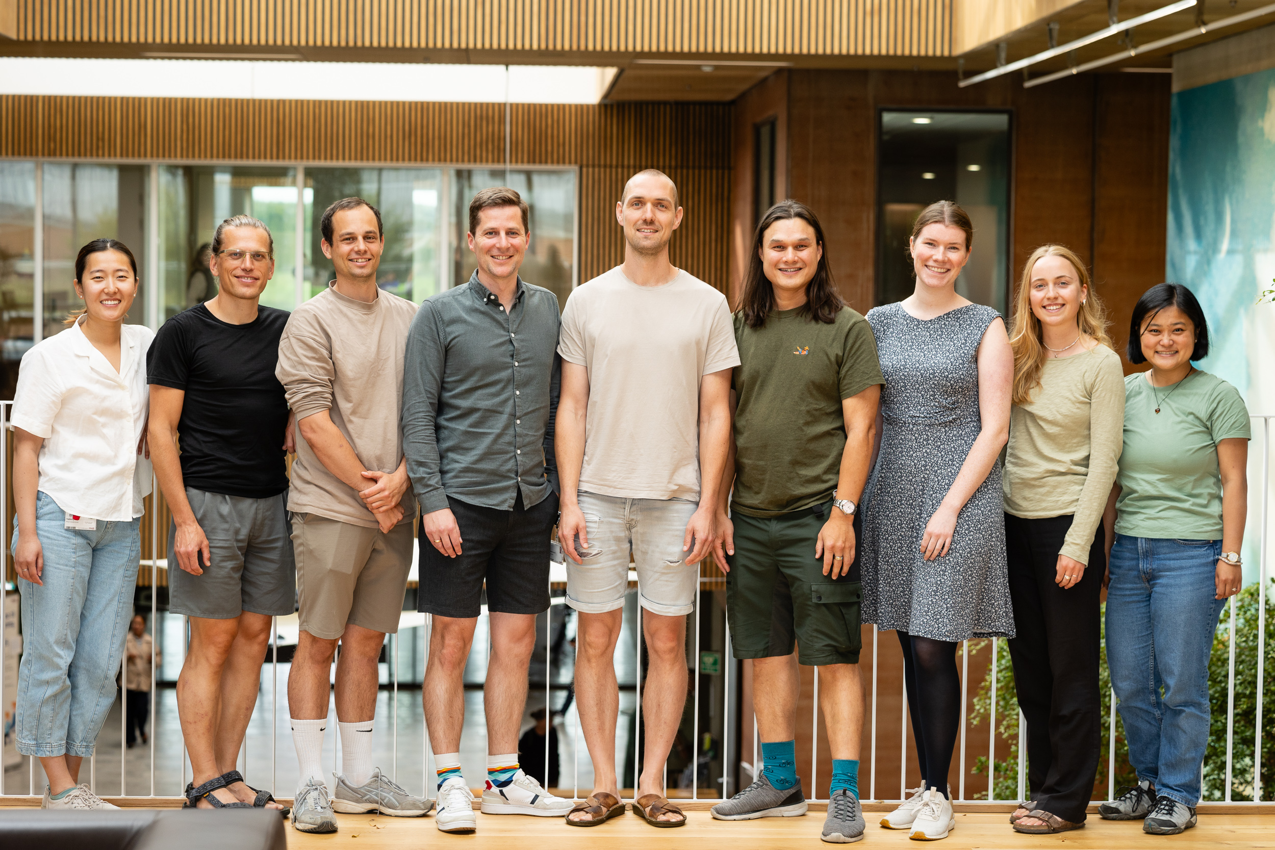 Livie, Martin, Manuel, Adam, Anders, Benjamin, Nina, Lærke, Helene (left to right, September 2024)